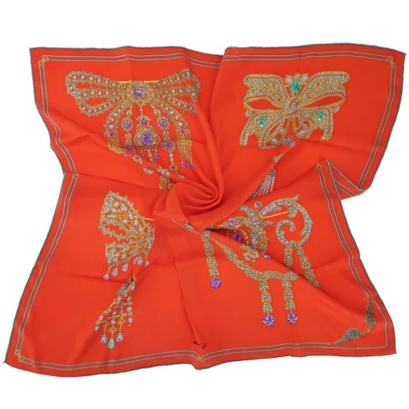 MUST DE CARTIER Jewel printed silk scarf red
